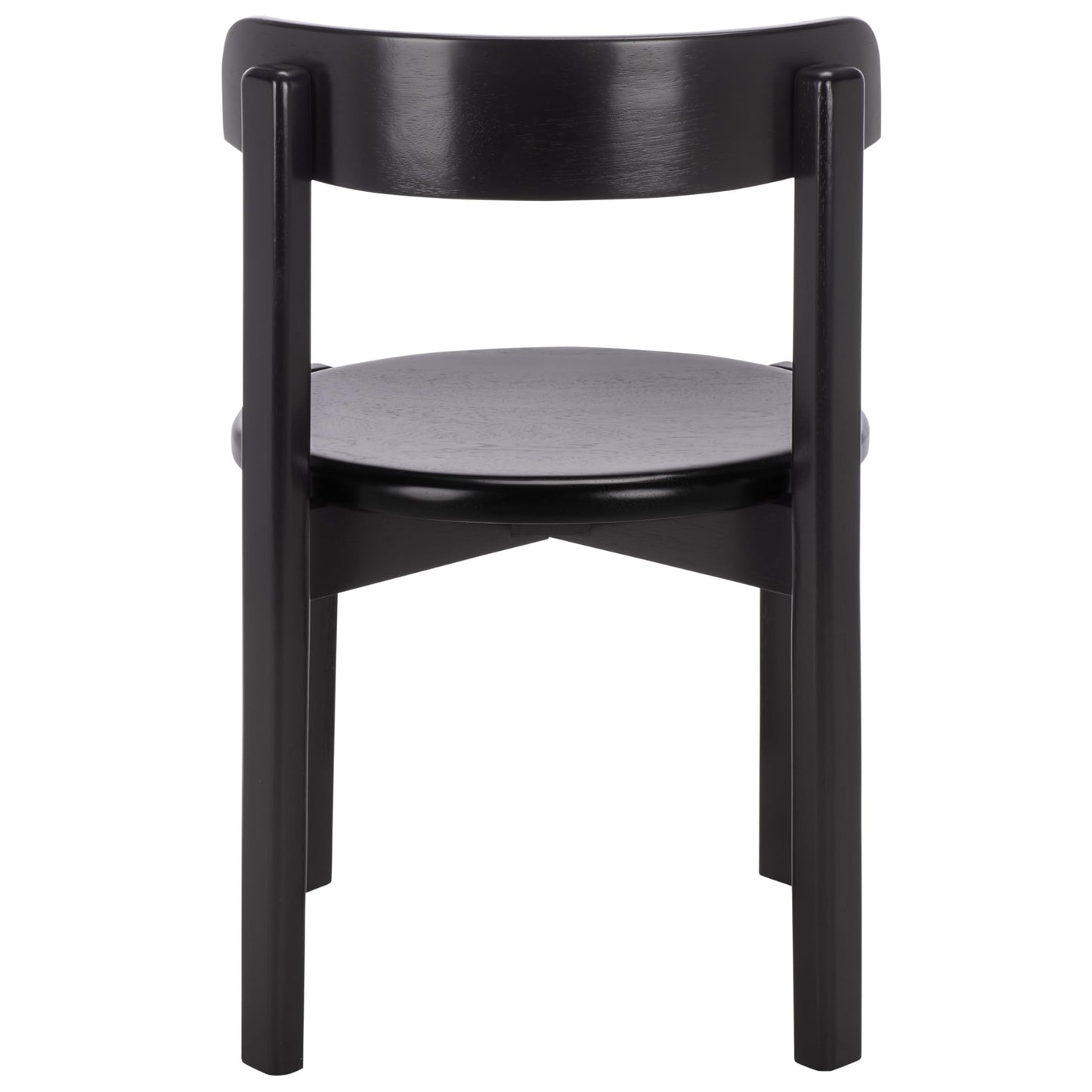 SAFAVIEH Furniture - Calixto Dining Chair Set of 2 - Black Solid Wood - Round Seat Modern Chair - Fully Assembled - Ideal for Dining Room, Kitchen, 19" Seat Height (DCH8809B-SET2)