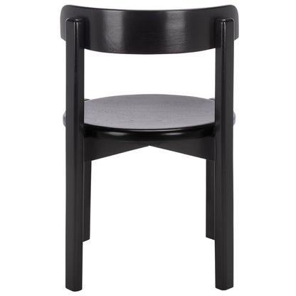 SAFAVIEH Furniture - Calixto Dining Chair Set of 2 - Black Solid Wood - Round Seat Modern Chair - Fully Assembled - Ideal for Dining Room, Kitchen, 19" Seat Height (DCH8809B-SET2)