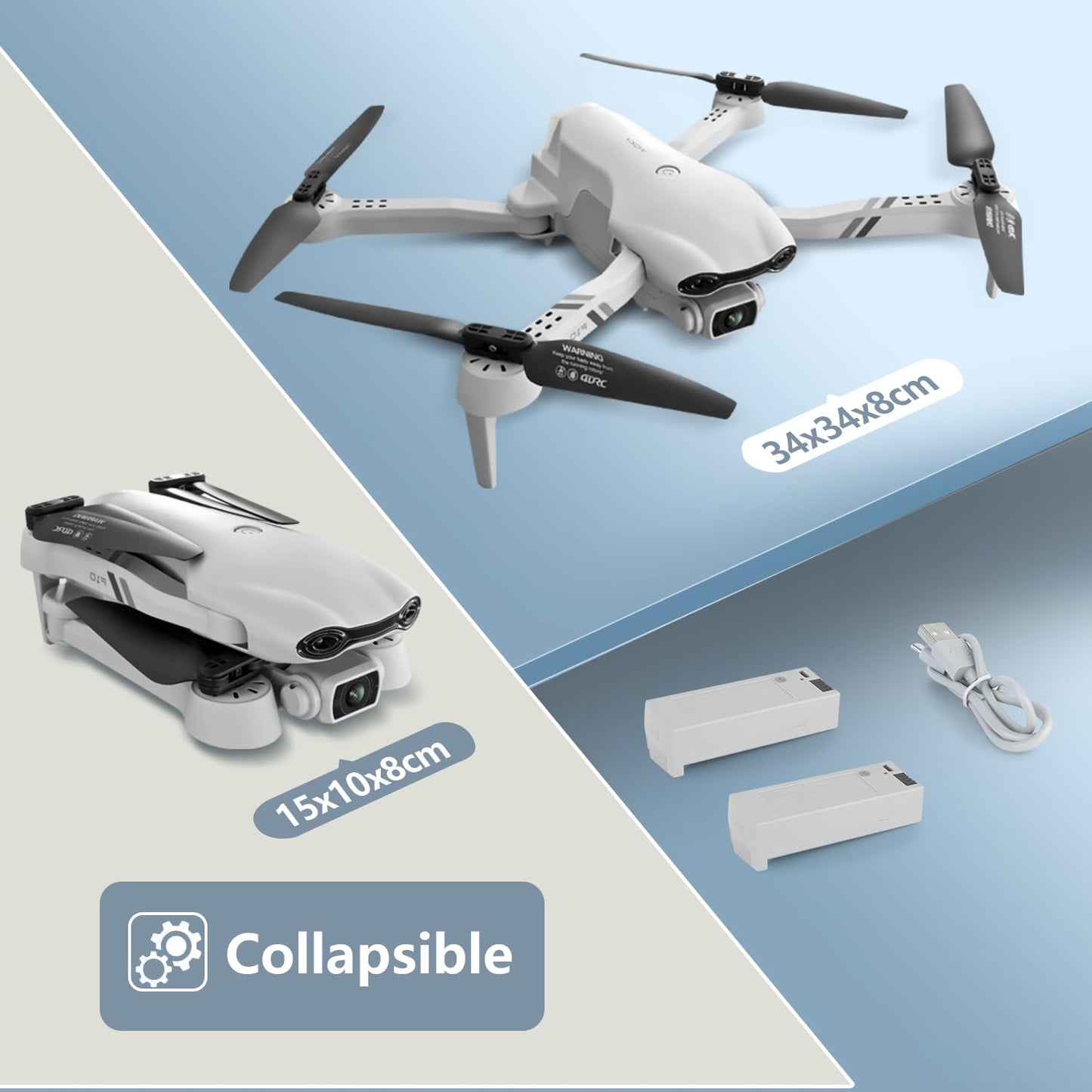 DRONEEYE F10 Foldable Drone with Camera for Adults, Brushless Motor, 1080P HD FPV Live Video, Altitude Hold，Headless Mode,3D Flips, Trajectory Flight, App Control,One Key Start, RC Quadcopter for kids with 2 Batteries