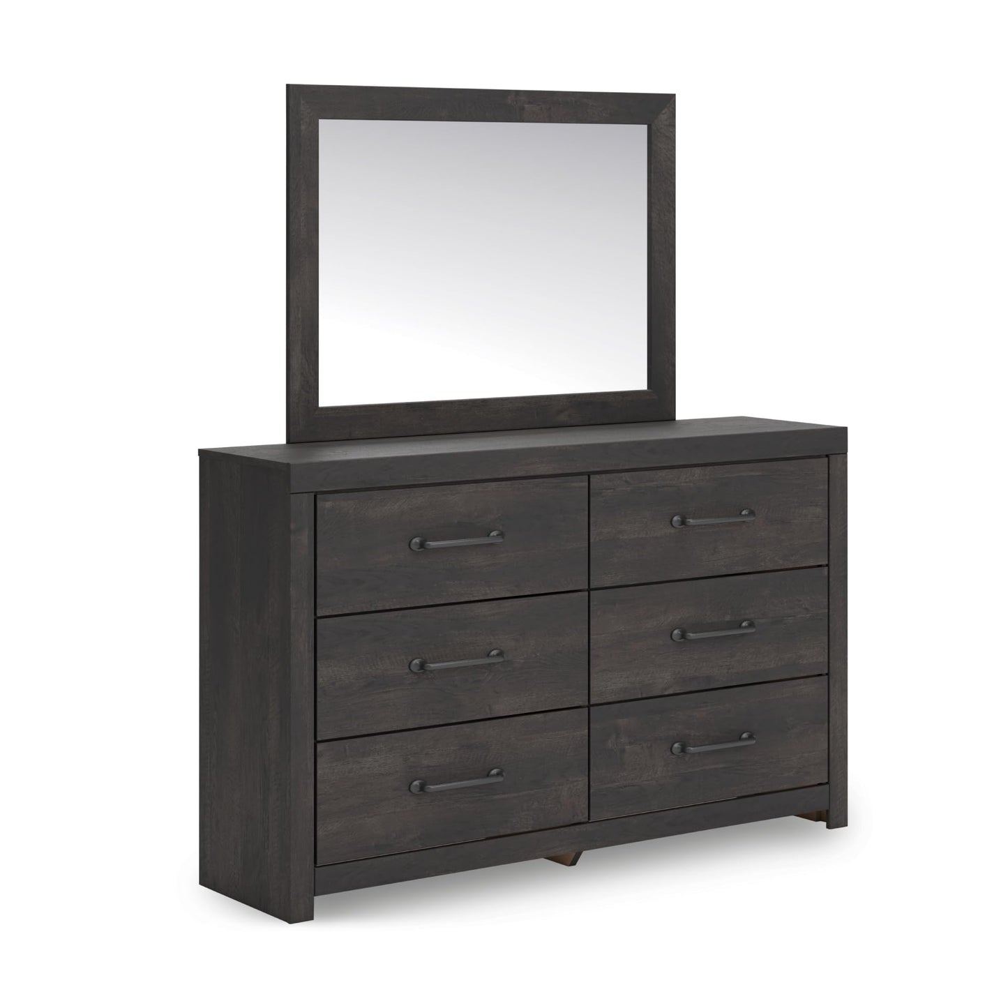 Signature Design by Ashley Delmorta Rustic 6-Drawer Dresser and Mirror with Anti-Tipping Restraint, Black