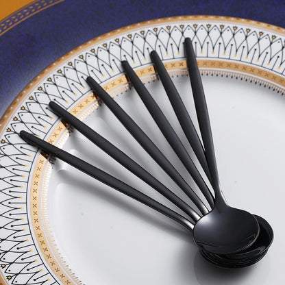 Black Coffee Spoons Set of 6, Kyraton Stainless Steel 5.1" Titanium Plating Demitasse Spoons, Dishwasher Safe