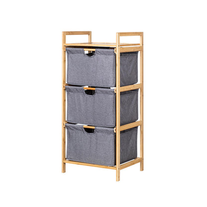 OPPWONG Laundry Basket Organizer, 3 Tier Pull Out Hamper Sorter, Freestanding Clothes Towel Storage Cabinet with Top Shelf Fabric Drawers Unit, Ideal for Small Space, Bathroom & Bedroom (Grey)