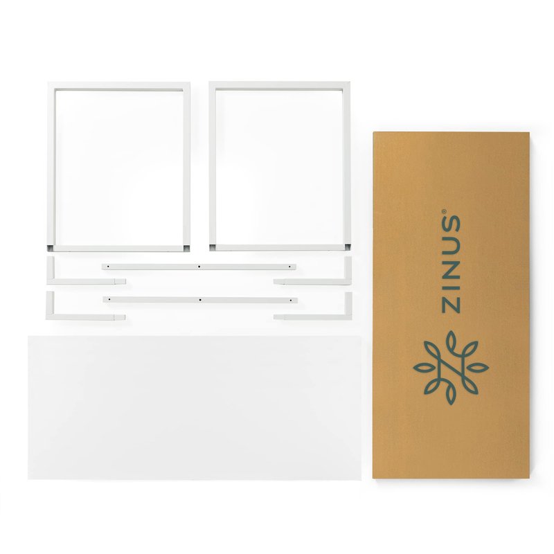 Zinus Jennifer 47 Inch White Frame Desk, Computer Workstation, Office Desk, Easy Assembly, White