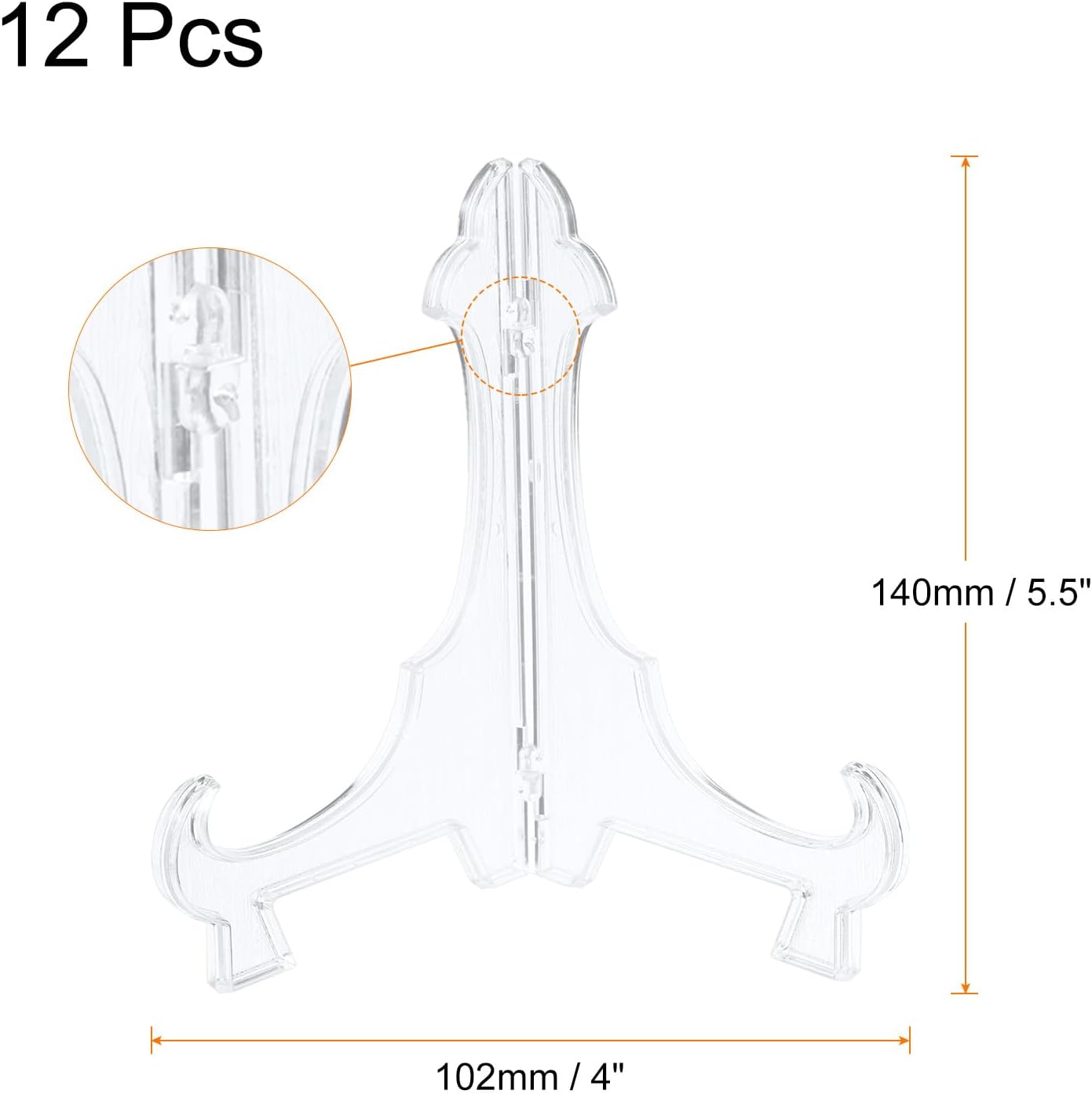 uxcell 12Pcs 5.5" Easel Plate Holder, Plastic Folding Display Stand for Decorative Plates and Picture Frames