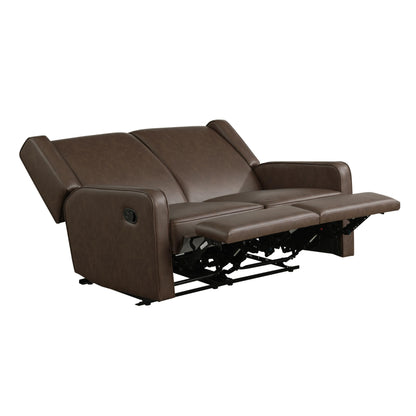 Relax-A-Lounger Evanston 55.9" Reclining Loveseat, Manual Lever Pull, Pocket Coil Comfort, Vegan Leather, Chestnut