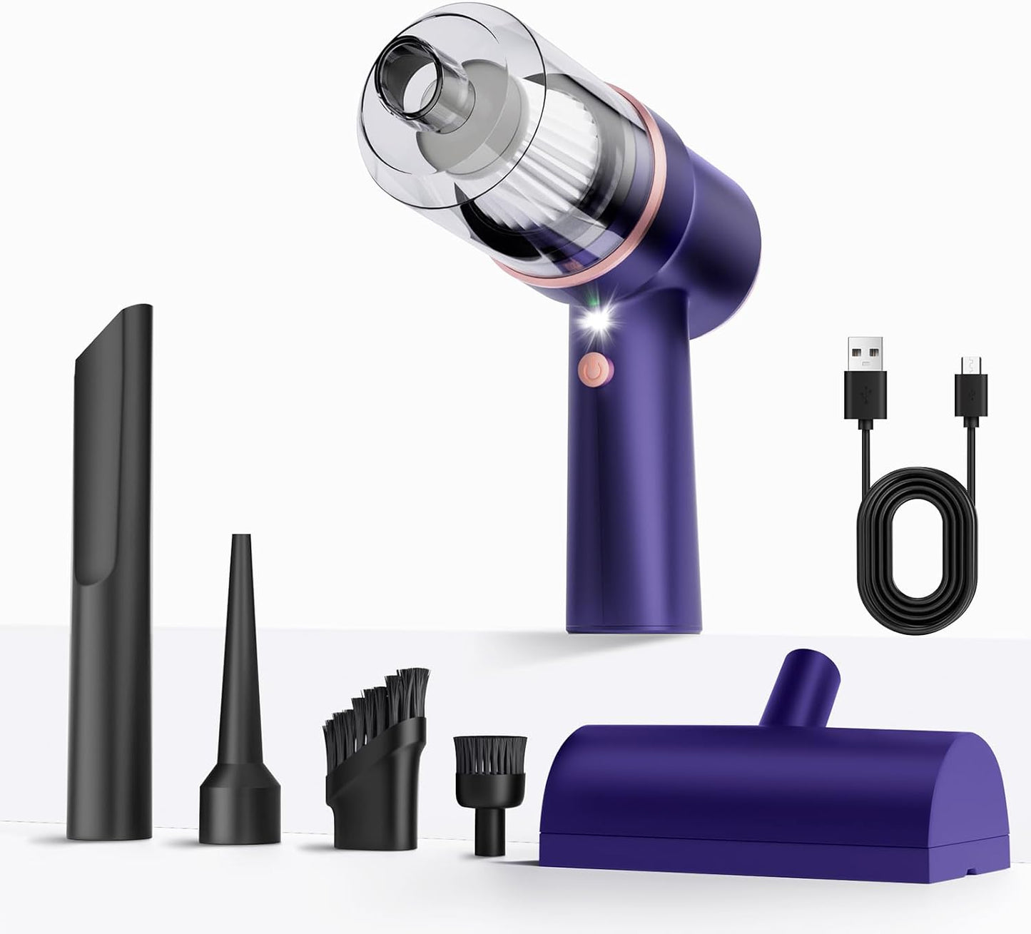 Handheld Vacuum Cleaner with LED Light, 9000 PA Portable Cordless Car Vacuum for Home and Office