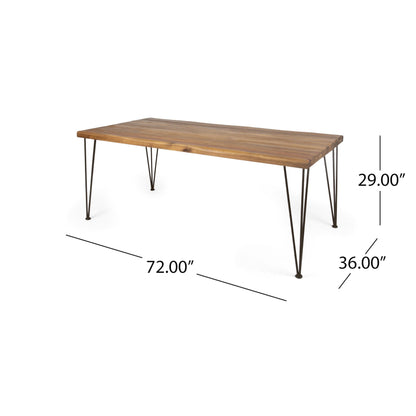 Christopher Knight Home Zion Acacia Wood Outdoor Dining Set for 6, 7 Piece Patio Dining Table and Chair Set, Wooden Outdoor Dining Armchair and Table Set, Teak+Dark Grey+Grey