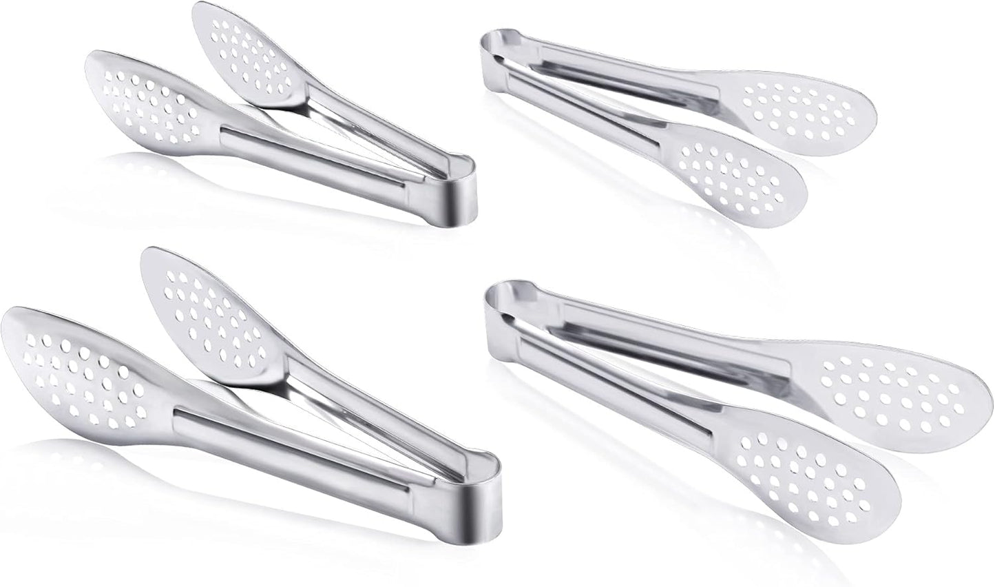 4 Pack Buffet Tongs - Stainless Steel Serving Tongs, 7 Inch and 9 Inch Serving Utensils