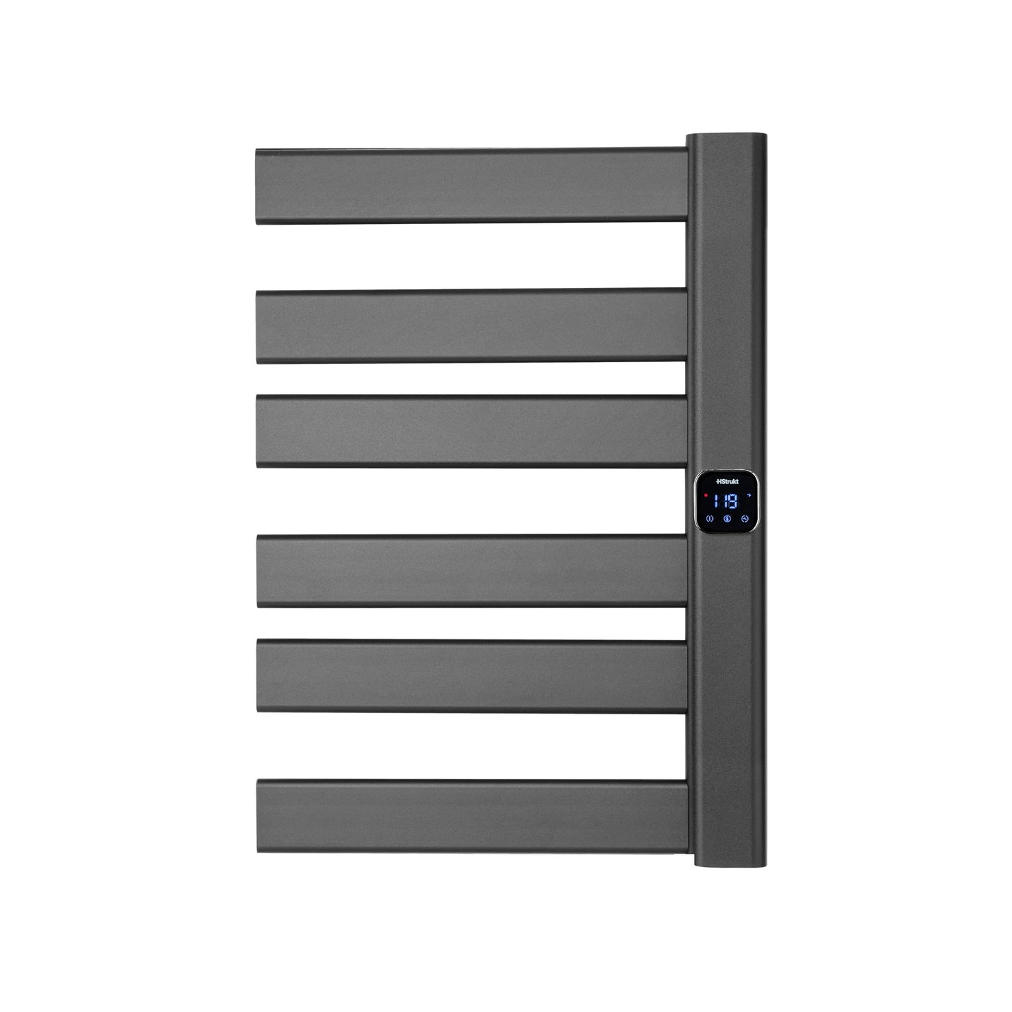 HSTRUKT Towel Warmer, Heated Towel Rack with Built-in Timer and Temperature Control,Hard-Wired(Right-Wiring)/Plug-in Wall-Mounted Towel Rail, Aluminum，18.8" W X 25.6" H, Black