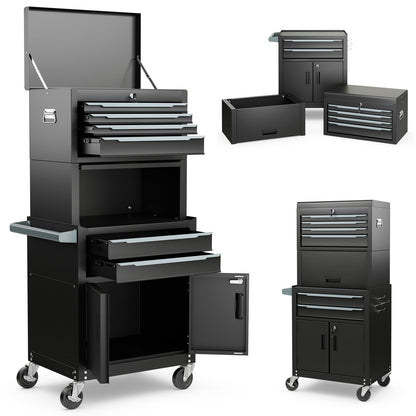 ERGOMASTER Large Rolling Tool-Chest Dentproof with 6 Drawers Heavy Duty Tool-Cabinet on Wheels Lockable and Lock System for Garage Workshop(28 x 13 x 53''-Black)