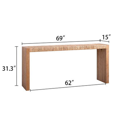 KEIKI 69" Seagrass Console Table, Handwoven Tabletop with Engineered Wood Frame – Stylish Entryway Table or Sofa Table – Versatile Hallway Accent – Natural