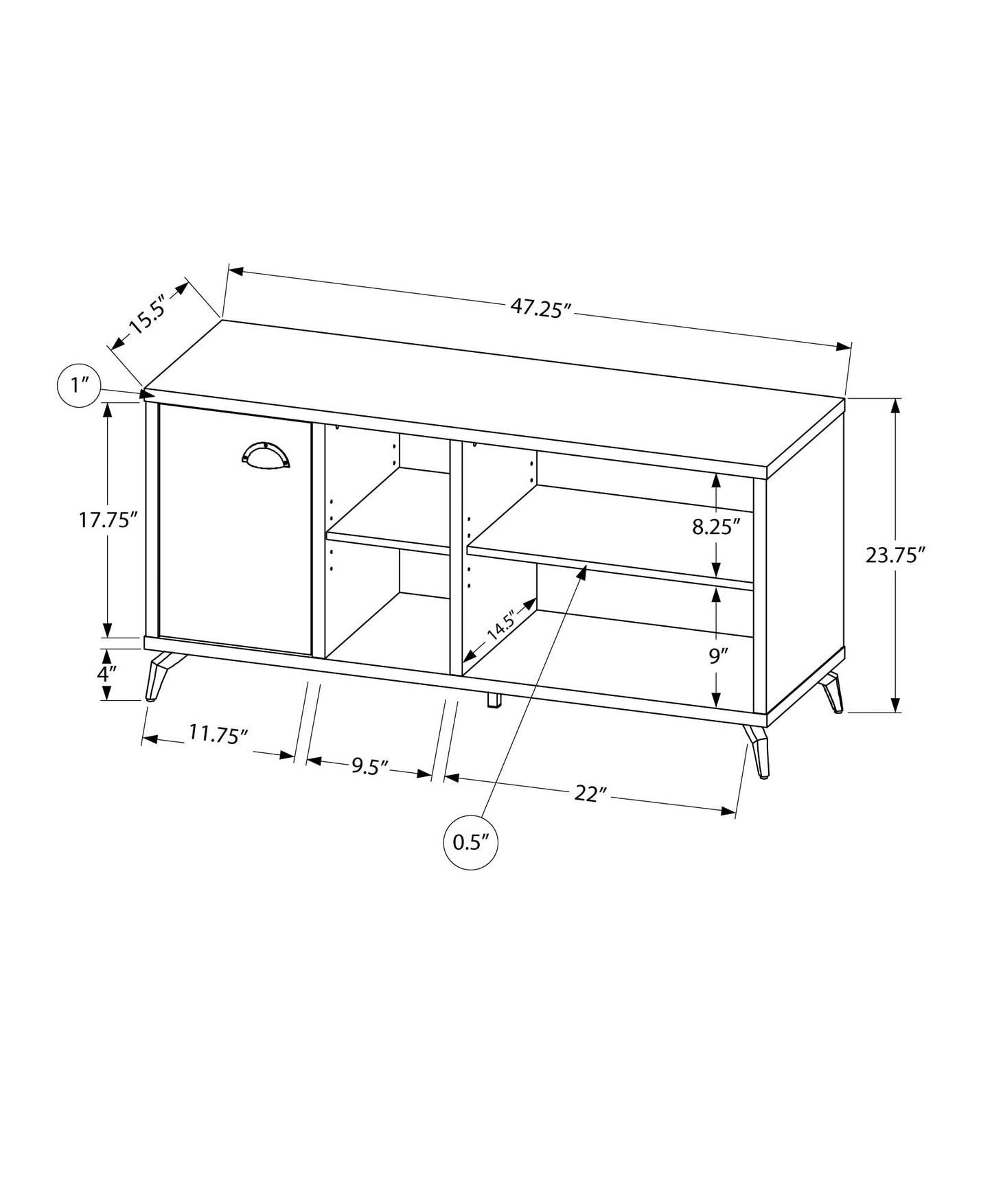 Monarch Specialties I 2830 Tv Stand, 48 Inch, Console, Media Entertainment Center, Storage Cabinet, Living Room, Bedroom, Laminate, Metal, Grey, Brown