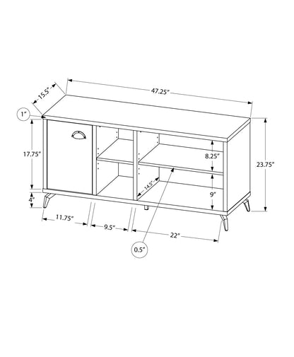 Monarch Specialties I 2830 Tv Stand, 48 Inch, Console, Media Entertainment Center, Storage Cabinet, Living Room, Bedroom, Laminate, Metal, Grey, Brown