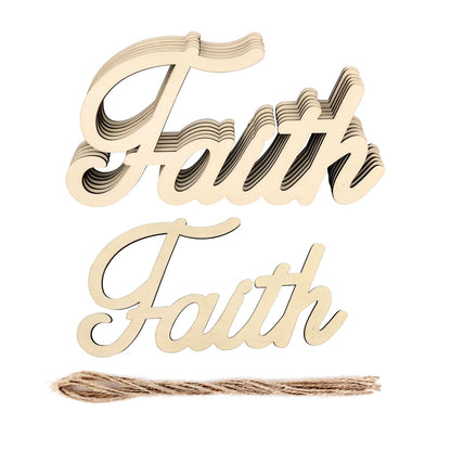 6 Pack 8 Inch Wood Faith Letters Cutouts Wood Faith Signs Wooden Faith Hanging Ornaments DIY Faith Wall Decor for Home Party Decoration