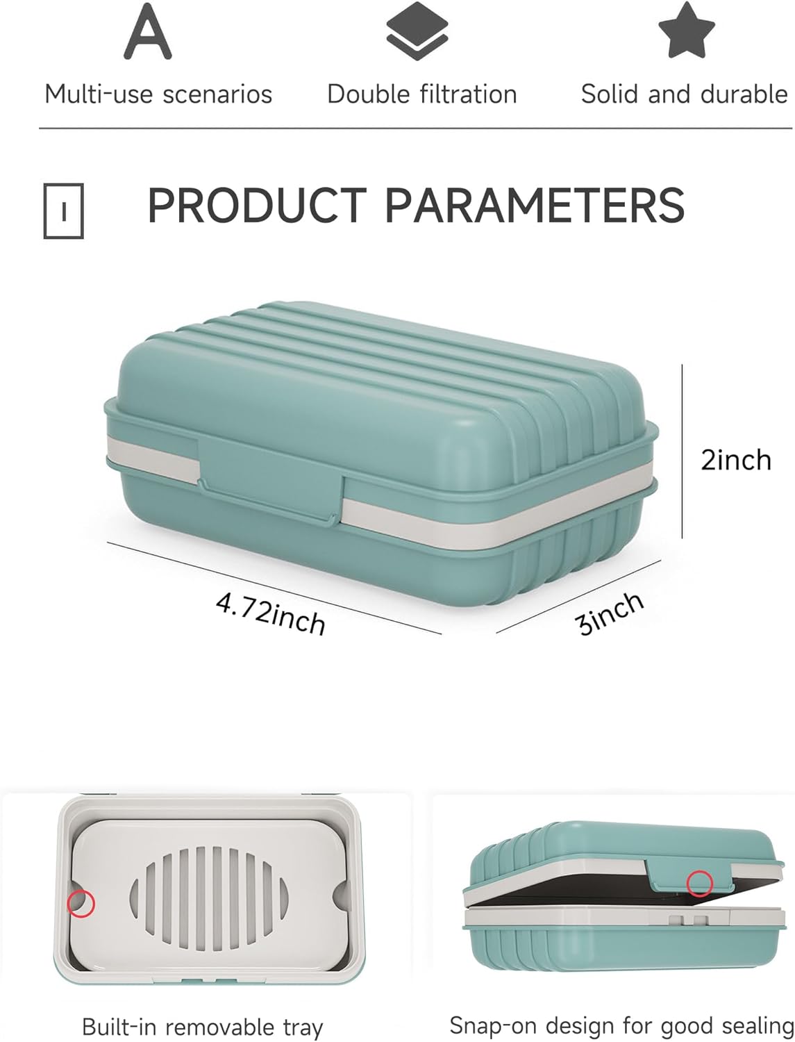 Doter Travel Soap Holder with Lid - Draining Soap Box for Shower -Compact Travel Soap Case Leak-Proof Design