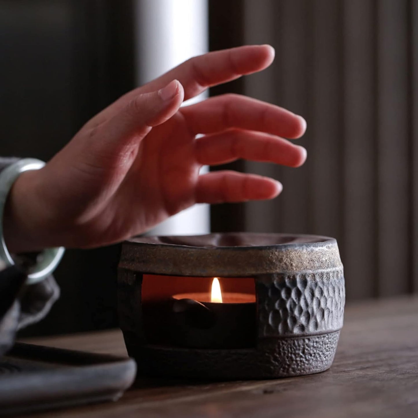 Hemoton Ceramic Tea Warmer, Teapot Warmer Candle Stand for Heating Tea