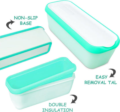 KisSealed 4 Pack Tubs,1.5 Ice Cream Containers,Reusable Homemade Ice Cream Qt Storage Freezer Ice Cream Container