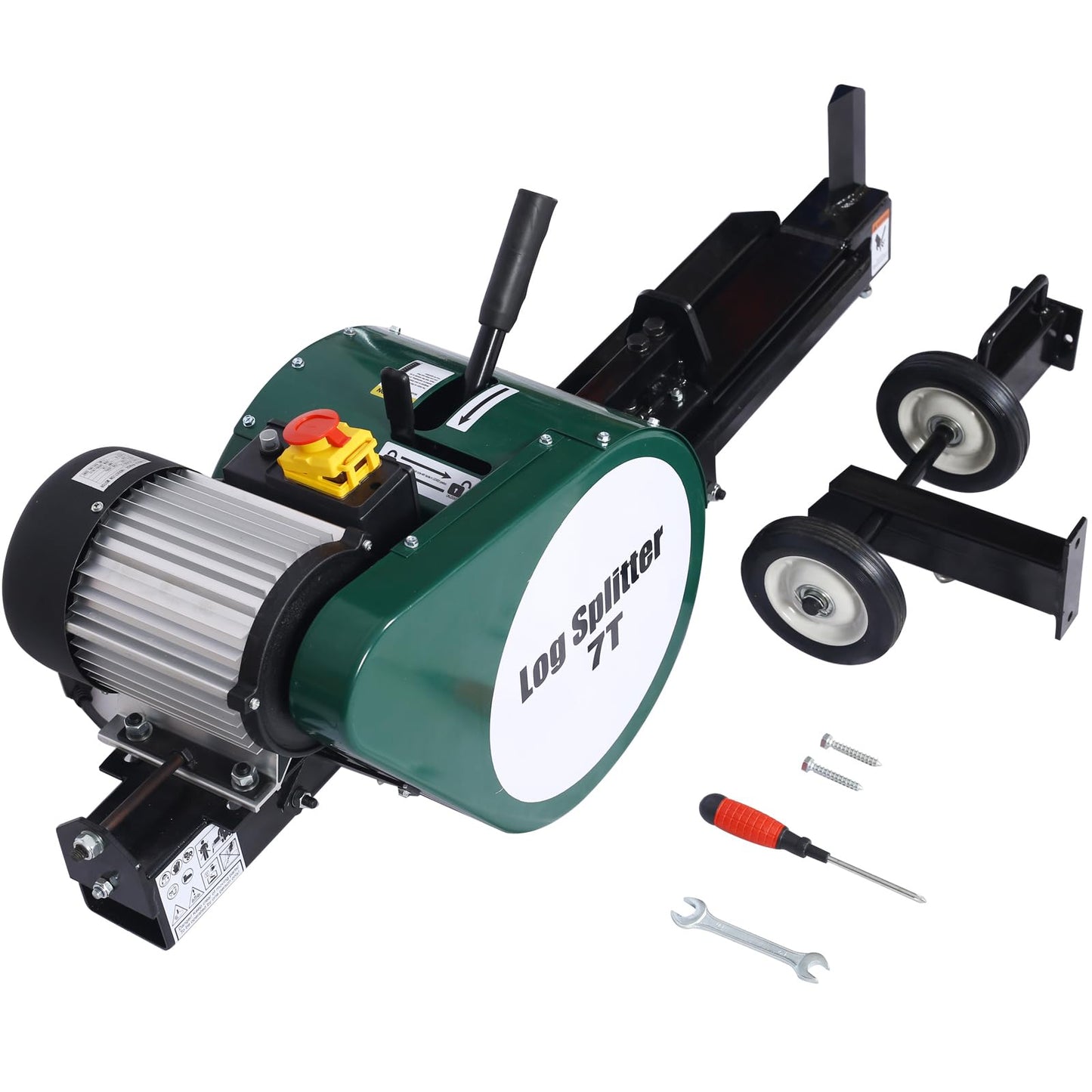 EscoSunshine Electric Log Splitter 7 Ton, Double Flywheel Electric Log Splitter, Wood Splitter Electric Powered 16A 2Hp, Electric Firewood Splitting Machine Horizontal with Mobile Wheels