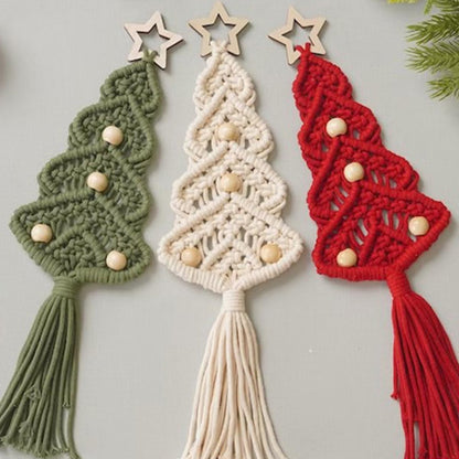 3 Pack Christmas Tree DIY Macrame Kit for Beginners Boho Christmas Decorations Xmas Ornaments Wall Hanging Decor for Winter Holiday Wall Hanging Art Crafts Decor Party Supplies