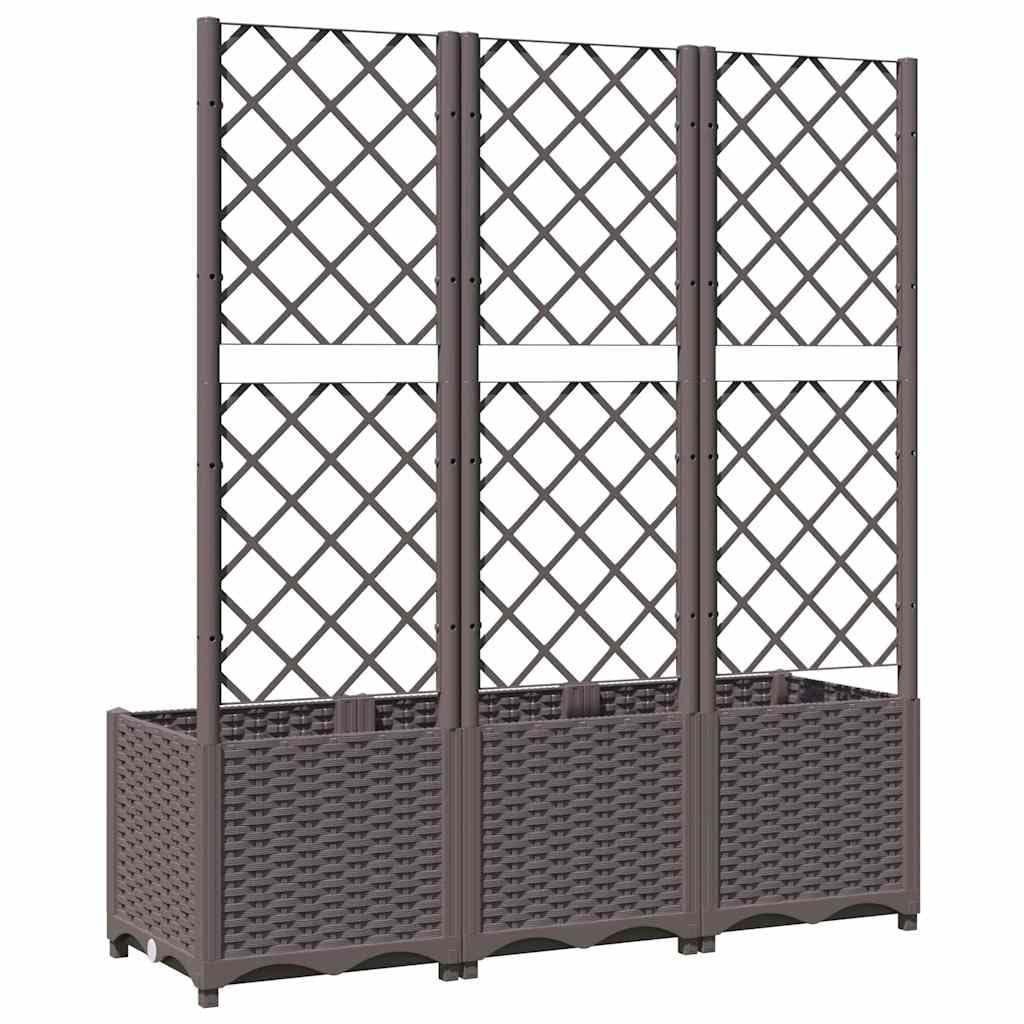 Foknhdi Large Outdoor Planter Box with Trellis 47.2 x 15.7 x 53.5 in Brown UV-Resistant Polypropylene Raised Garden Bed for Patio Balcony Gardening
