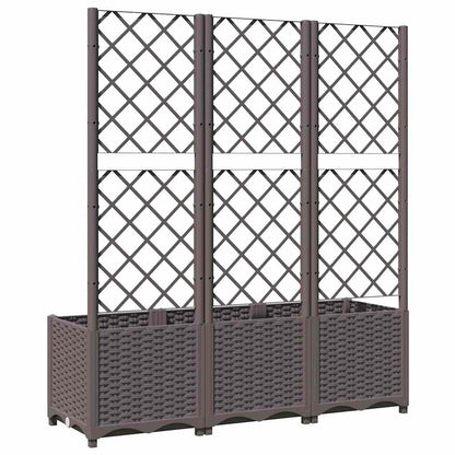 Foknhdi Large Outdoor Planter Box with Trellis 47.2 x 15.7 x 53.5 in Brown UV-Resistant Polypropylene Raised Garden Bed for Patio Balcony Gardening