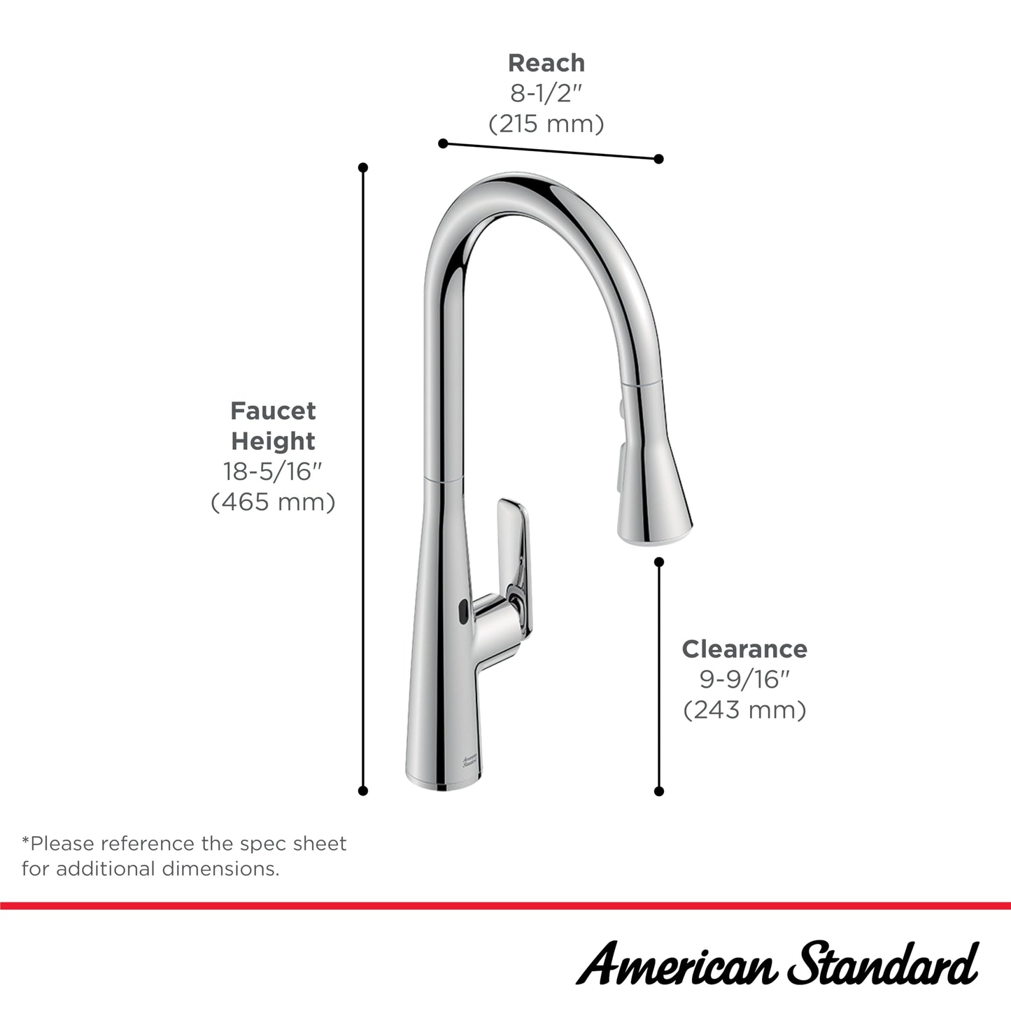American Standard 104880DC00 Aspirations Touchless Pull-Down Kitchen Sink Faucet, 1.8 GPM, Stainless Steel