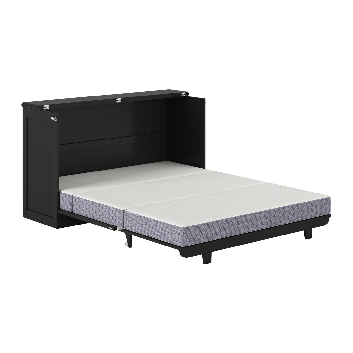 AFI, Charleston Queen Wood Murphy Bed Chest with 6" Mattress, Black