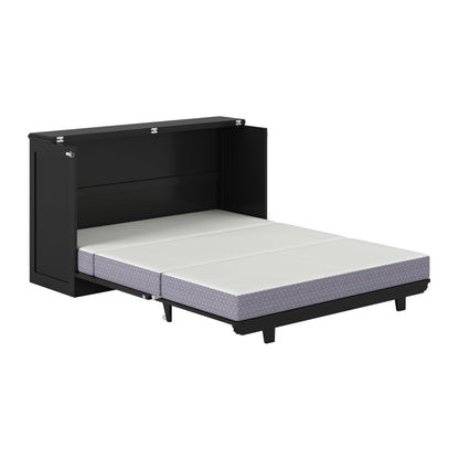 AFI, Charleston Queen Wood Murphy Bed Chest with 6" Mattress, Black