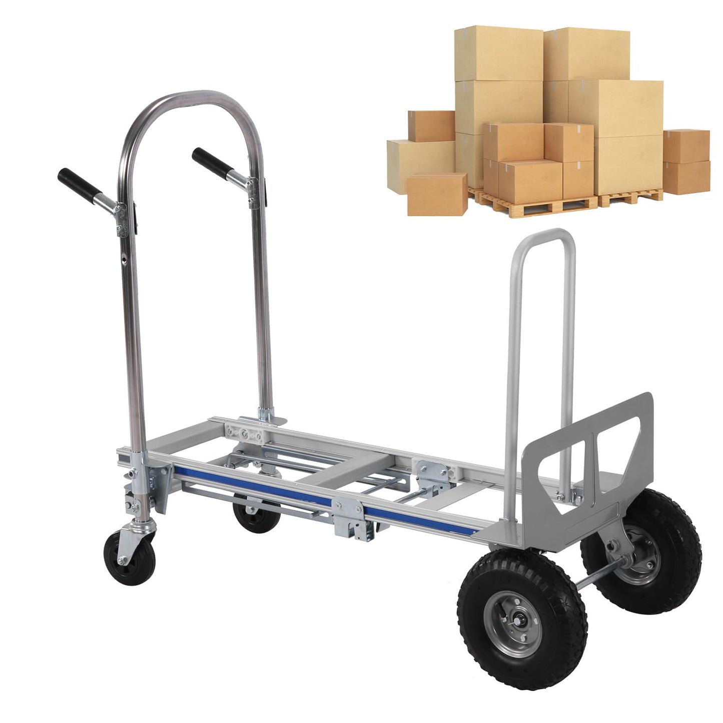 2 in 1 Industrial Convertible Utility Trolley Platform Cart 1000 LBS Capacity Collapsible Truck Heavy Duty with Wheels for Transport & Moving in Warehouse Home