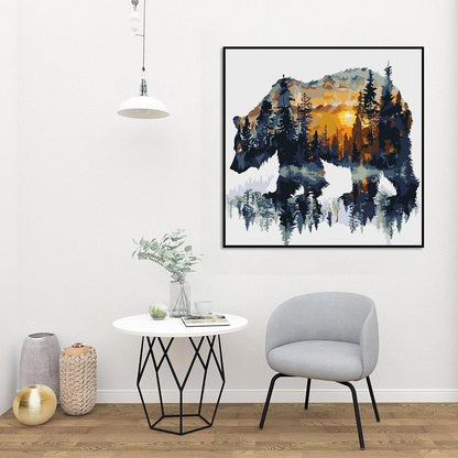 Paint by Numbers for Adults Forest Bear Paint by Numbers Kits for Beginner, DIY Acrylic Paint by Number on Canvas Easy Animal Paint by Numbers for Adults Home Wall Decor 16X16 Inch Without Frame