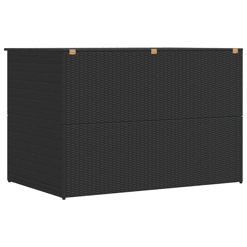 RCODSSK Poly Rattan Patio Storage Box 59x39.4x39.4 Inches Black, Outdoor Storage Chest with Powder-Coated Steel Frame and Zippered Liner for Cushions, Blankets, Towels