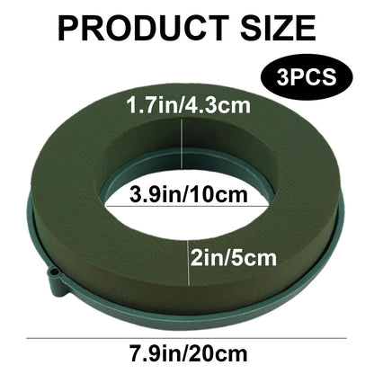 3 PCS Flower Foam Ring, 8 Inch Round Floral Foam Green Floral Foam Blocks Oasis Wet Floral Foam Wreath Flower Arrangements for Wedding, Birthdays, Party Decoration