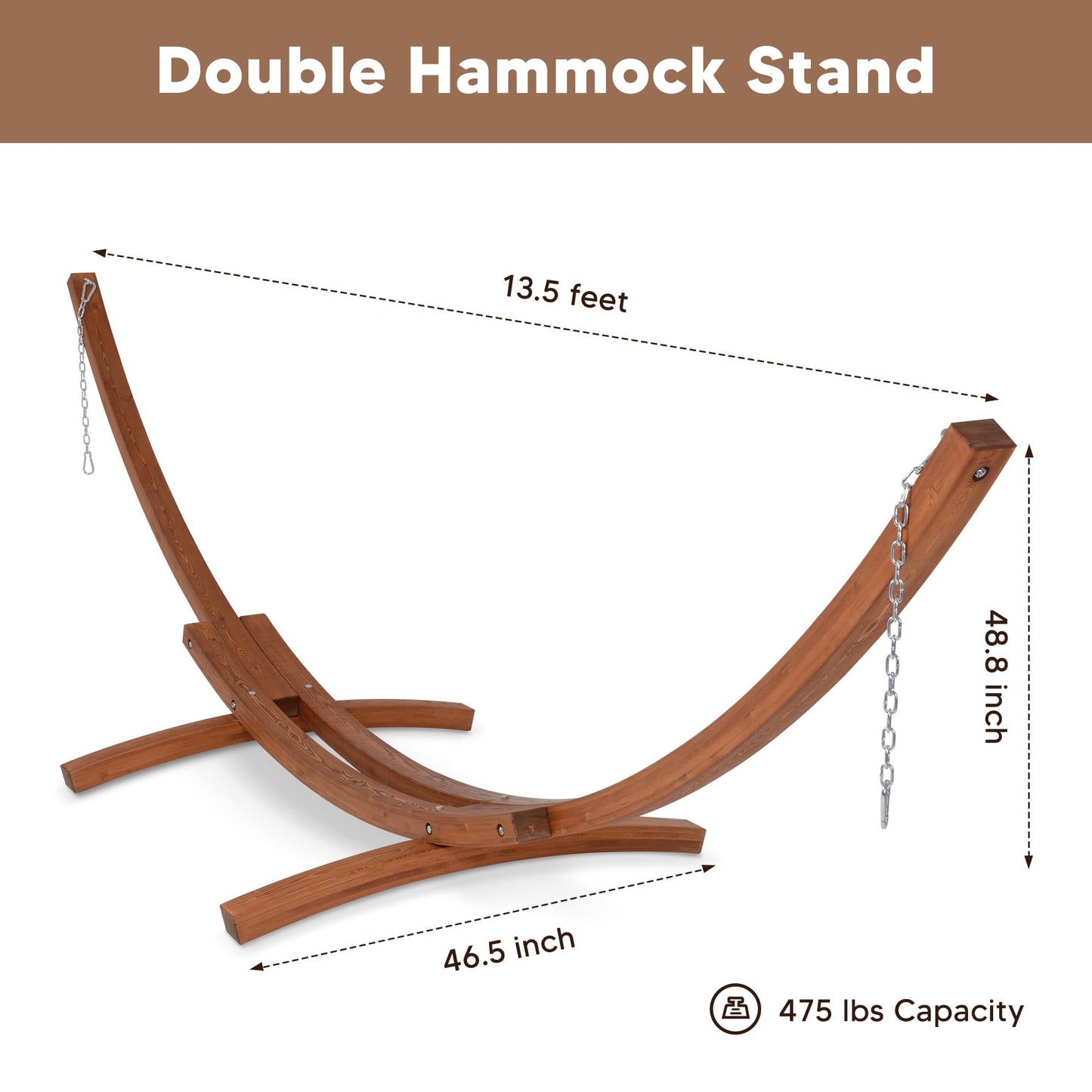 SUNCREAT Hammocks Double Hammock with Wooden Stand Included, Outdoor Hammocks for Outside, 475 lbs Capacity, Dark Gray
