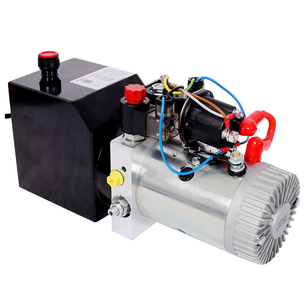 12V DC Hydraulic Power Unit Double Acting Pump, 3HP Hydraulic Pump with Steel Reservoir, 2950 PSI Max Pressure, 16.4 Ft Control Cable, Hydraulic Power Pack for Dump Trailer, Lift Gate, Log Splitter