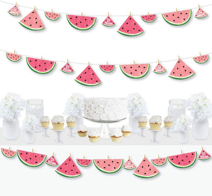 Big Dot of Happiness Sweet Watermelon - 44 Pieces Fruit Party DIY Decorations Clothespin Garland Banner