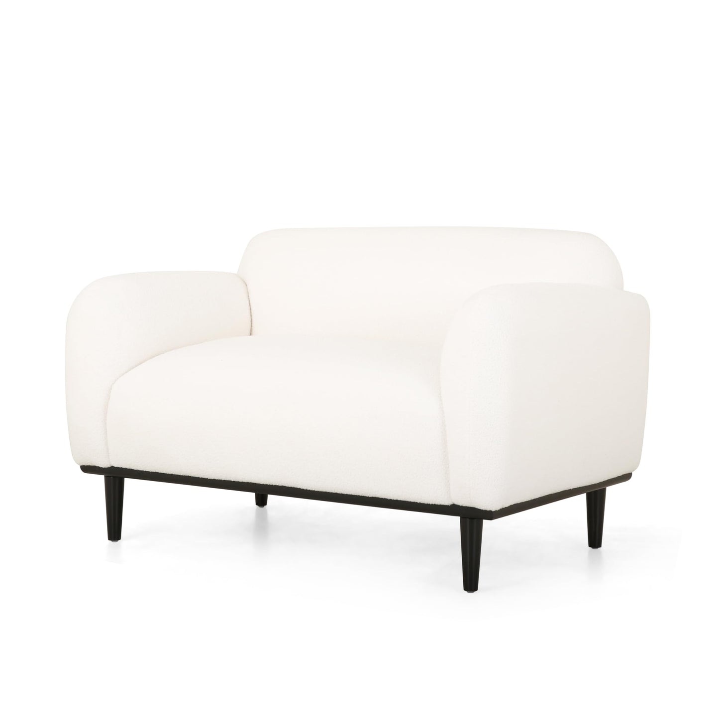 Christopher Knight Home 50" Bouclé Fabric Loveseat Sofa, Modern Upholstered Accent Chair with Armrest & Solid Wood Legs, Deep Seat Oversized Comfy Couch Reading Chair for Living Room Apartment, White