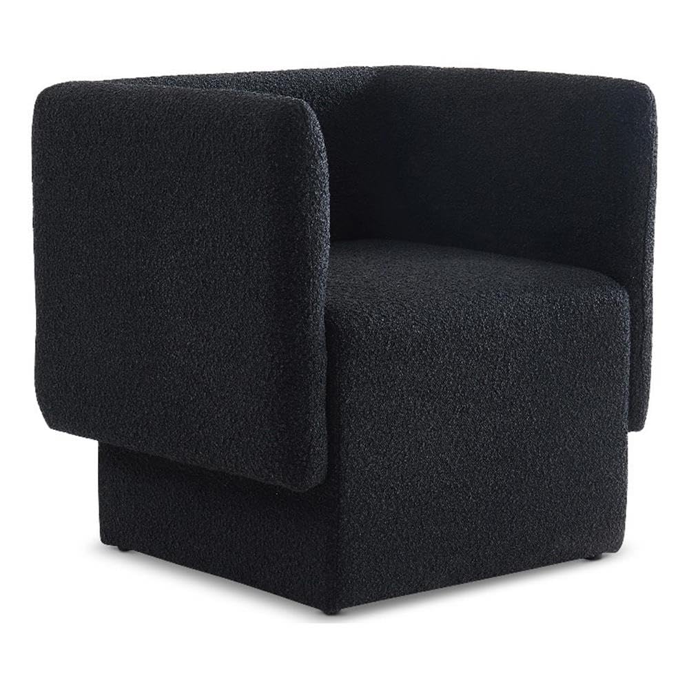 Meridian Furniture 575Black Vera Collection Modern | Contemporary Boucle Fabric Upholstered Accent Chair, Black, 31" W x 27" D x 29" H