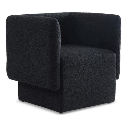 Meridian Furniture 575Black Vera Collection Modern | Contemporary Boucle Fabric Upholstered Accent Chair, Black, 31" W x 27" D x 29" H