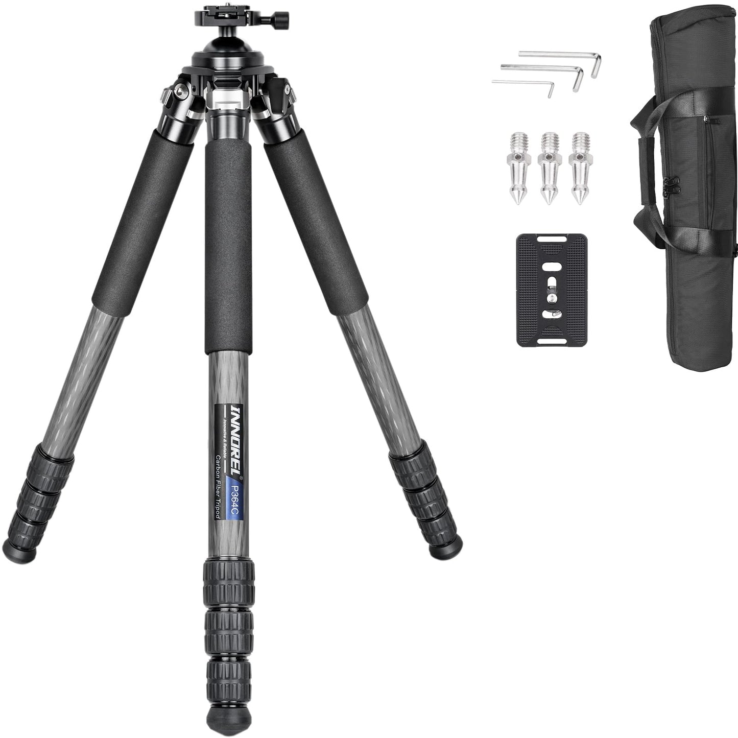 INNOREL Carbon Fiber Tripod for Hunting, 360° Large Ball Head(2.17"), with Arca Swiss Dovetail Mount, 70" Hevy Duty Stable Tripod for Photography and Outdoors, Max Load 77lb/35kg, P364C