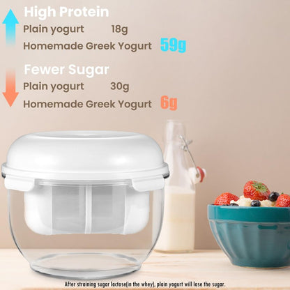 Greek Yogurt Strainer, 1.6QT Greek Yogurt Maker with Ultra-Fine Mesh Basket, 2025 Upgraded BPA-Free Strainer for Homemade Thick Greek Yogurt, Extra Large Capacity Container White(XL)