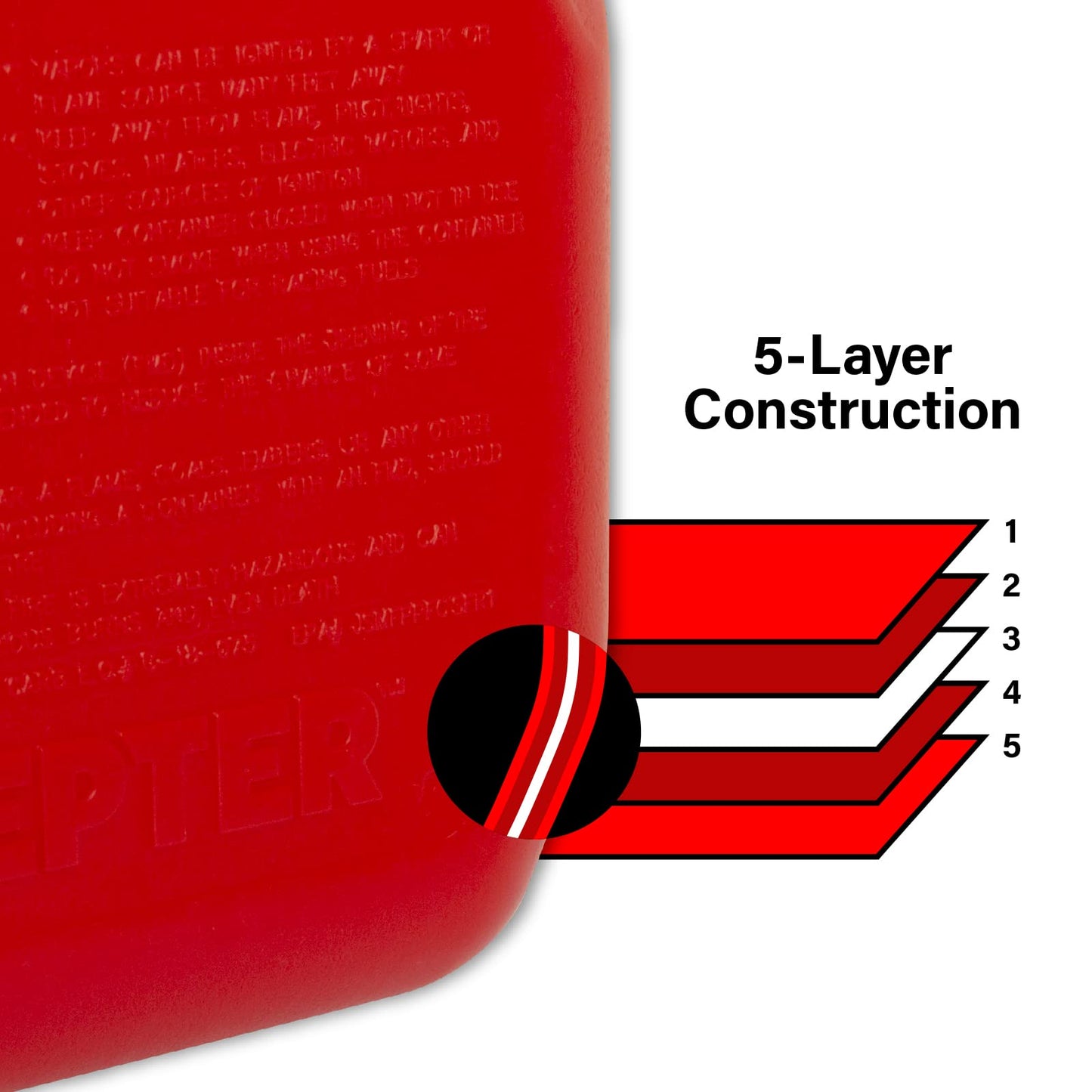Scepter FSCG552 Fuel Container with Spill Proof Spout with Bonus Spout Extender, Rear Handle Red Gas Can, 5 Gallon