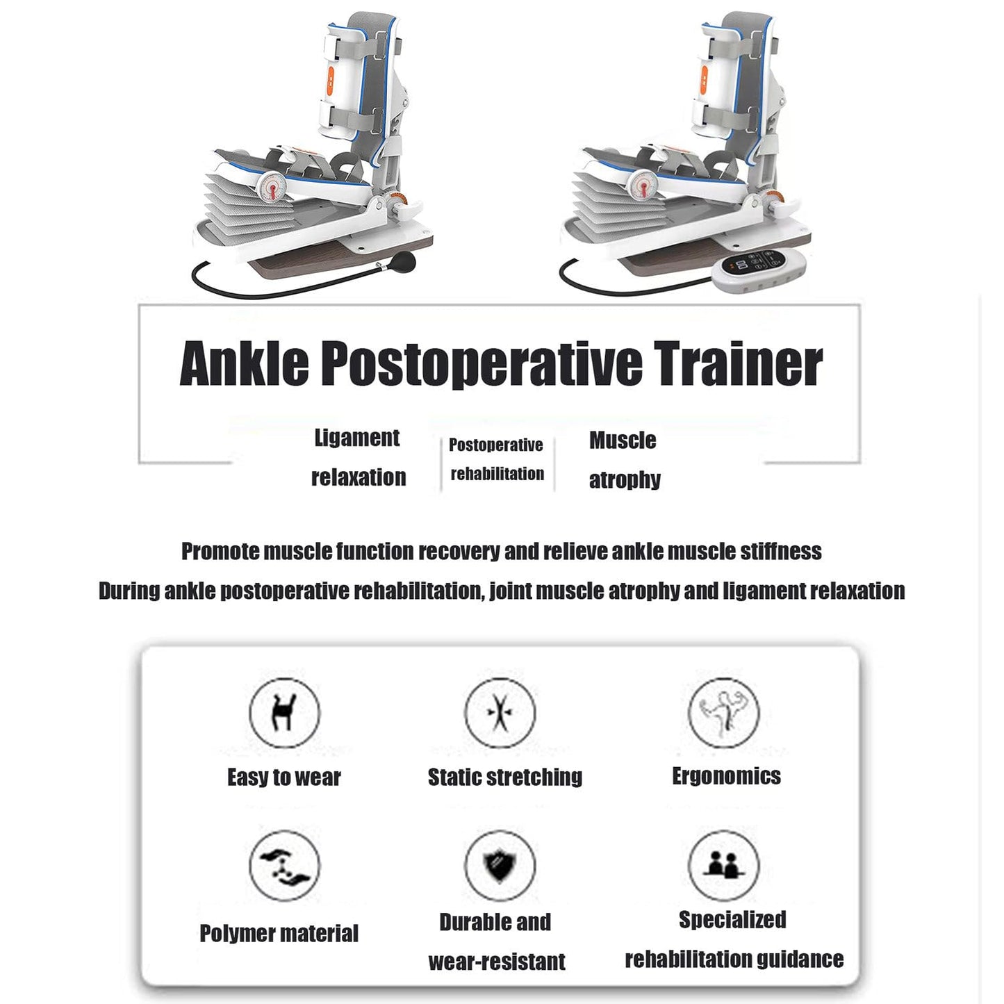 Oiyeknrd Ankle Joint Rehab Training Equipment,Ankle Joint Stretching Exerciser,Ankle Post-Operative Trainer,Angle/Strength Adjustable,for Reducing Pain/Ankle Sprain Manual