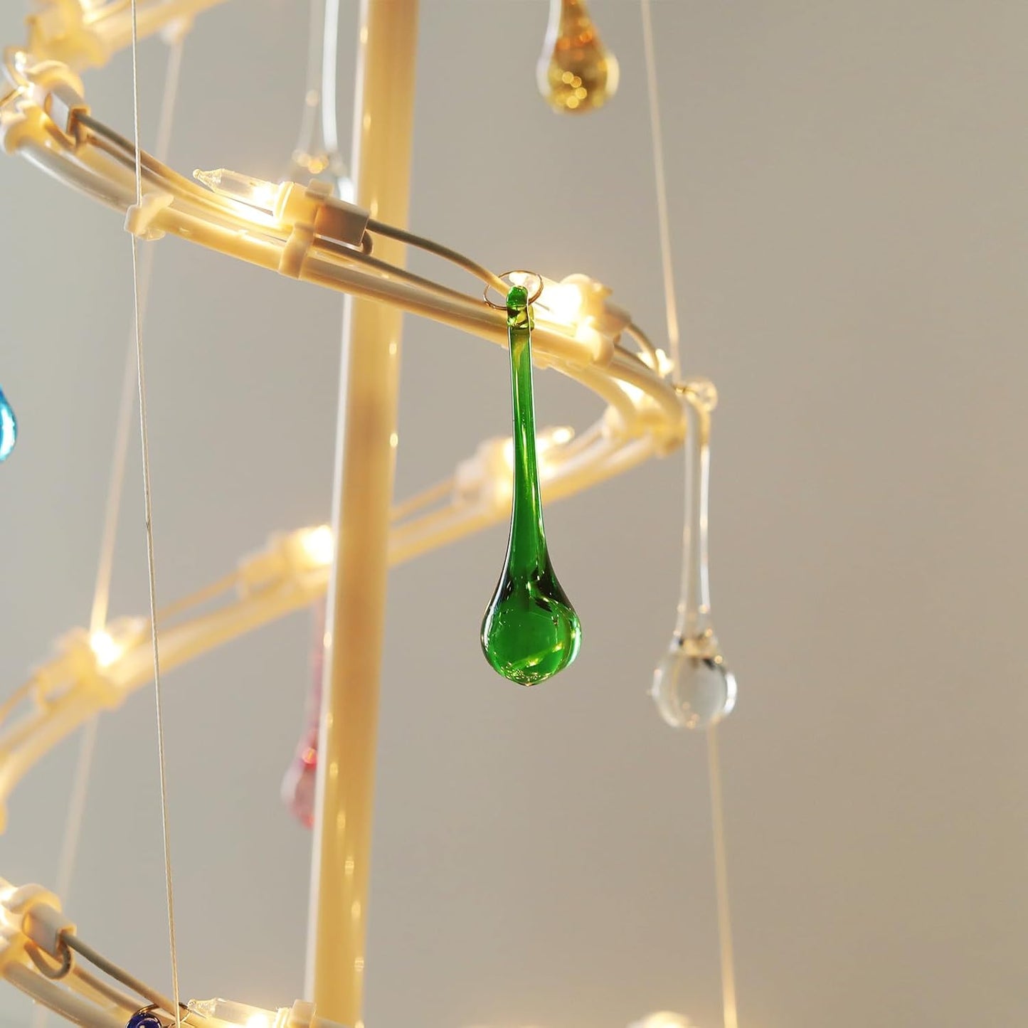 20pcs 3inch LONGWIN Crystal Teardrop Pendant Chandelier Parts Wedding Decoration Christmas Tree Decorations (Green)