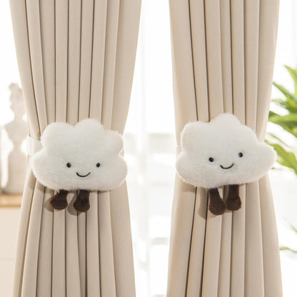 Gzcvba 2PACK Snap-Fit Cartoon Cloud Curtain Tiebacks Hook Holdbacks Cute Curtain Holdbacks Rope for Baby Kid Girls