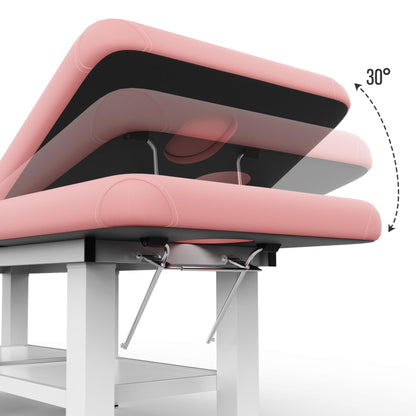 pouseayar Stationary Massage Table, 75”L 31.5''W Heavy Duty Esthetician Bed, 800LBS Metal Frame PU Leather Physical Therapy Table Spa Lash Bed Professional Equipment (Pink)