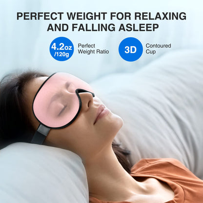 YFONG Weighted Sleep Mask, Women Men 3D Blocking Lights Sleeping Mask (4.2oz/120g), Pressure Relief Night Sleep Eye Mask with Adjustable Strap, Eye Cover Blindfold for Travel Nap Yoga, Black