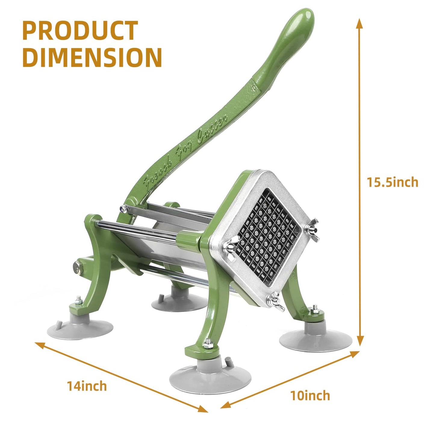 French Fry Cutter Commercial Potato Slicer with Suction Feet Complete Set, Includes 1/4", 3/8",1/2",8 Pieces,6 Pieces