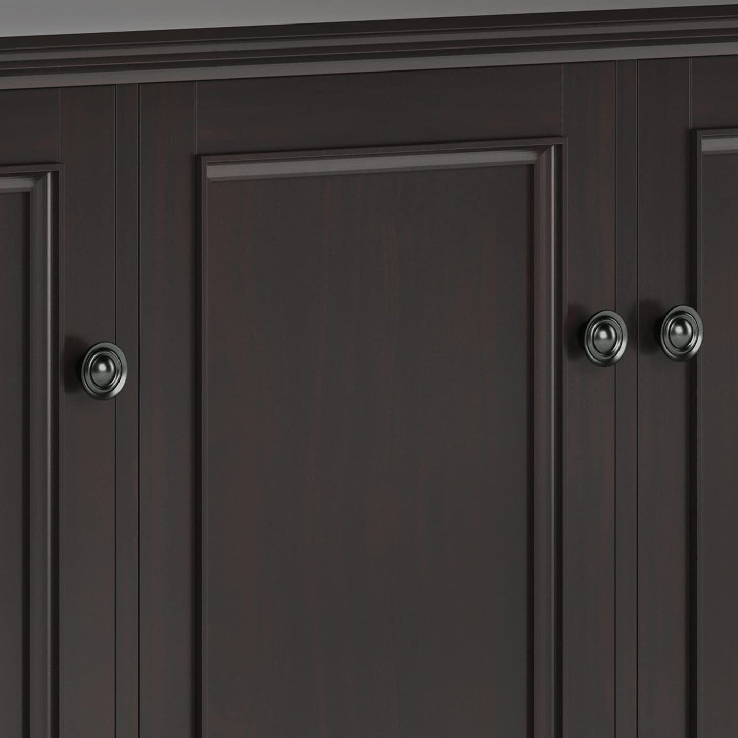 SIMPLIHOME Amherst 60-inch Wide Solid Wood 3-Door Storage Cabinet in Hickory Brown, Transitional-Style Buffet Sideboard for Living Room, Dining Room or Entryway