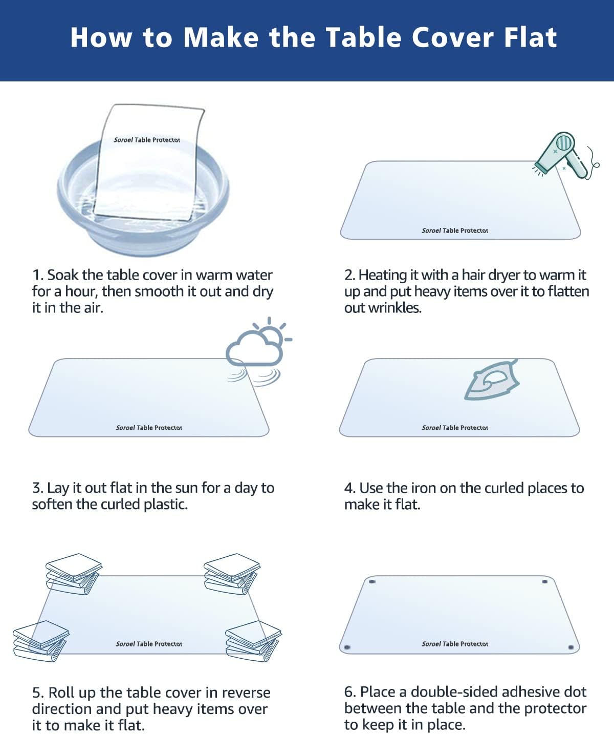 2Pcs 22 Inch PVC Tablecloth Round Clear Plastic Dining Table Protector Cover Waterproof Easy Clean Transparent Desktop
