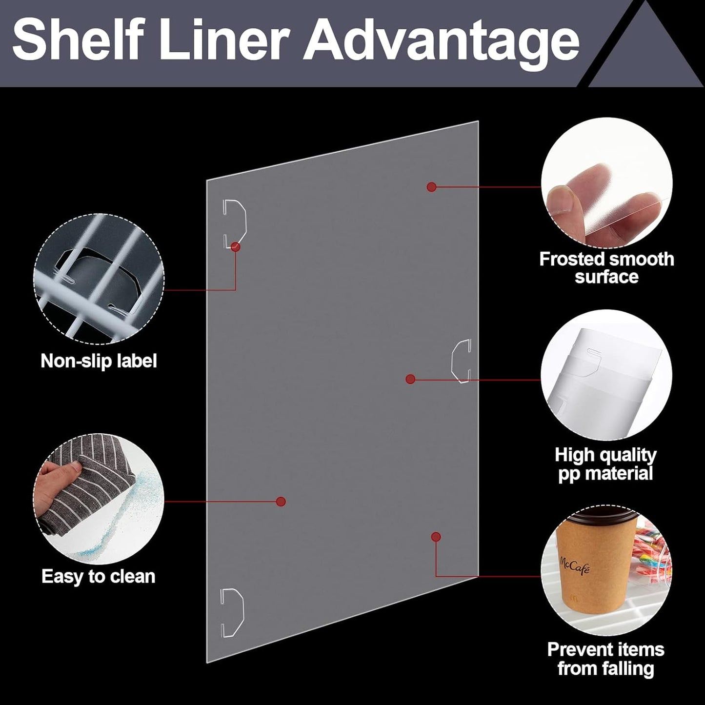 Kathfly Wire Shelf Liner, Waterproof Non-Adhesive Covers for Refrigerator Pantry, 10 Feet Roll (16 Inch Wide)